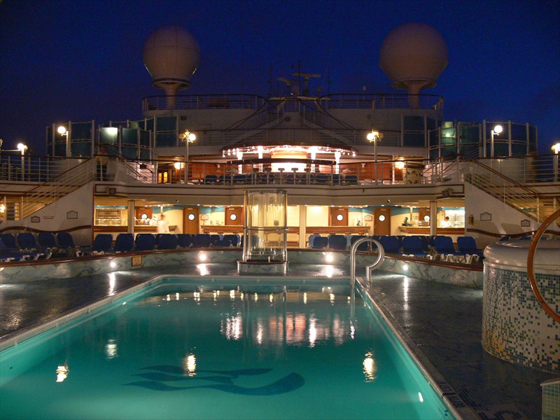 Ship's swimming pool in the early hours of dawn